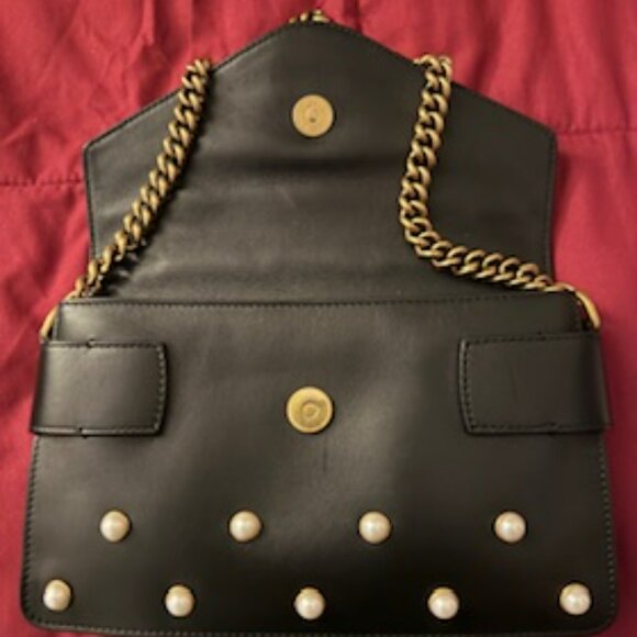GUCCI BROADWAY PEARLY BEE SHOULDER BAG - BLACK LEATHER - Picture 2 of 5